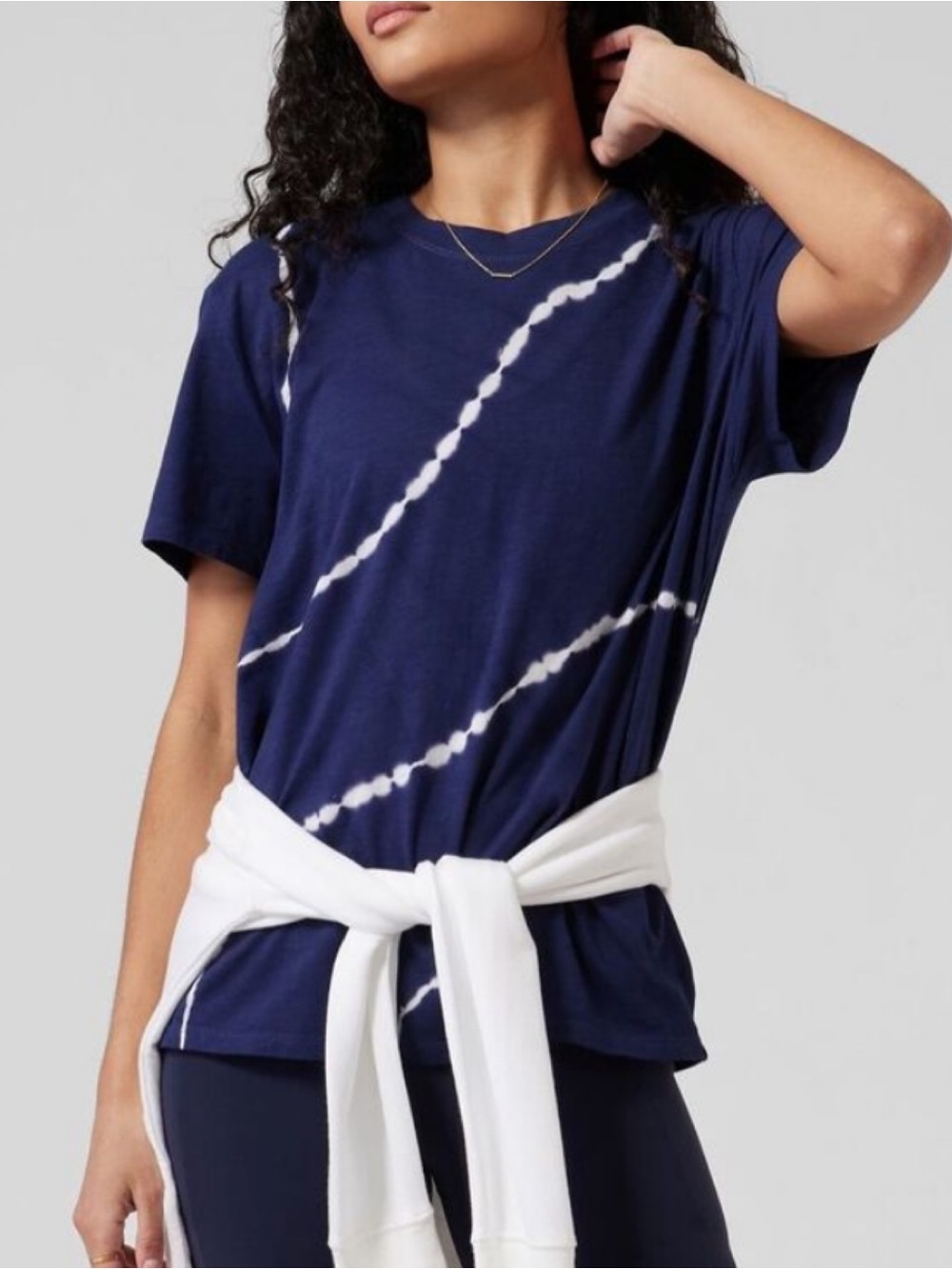 Athleta Organic Daily  Relaxed Tie Dye
Tee Navy Size Medium